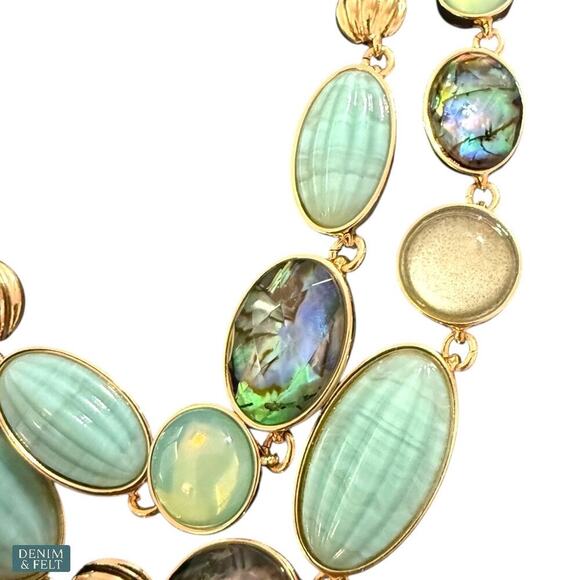 Anne Klein Gold-Tone Mixed Stone Layered Collar Necklace 16” + 3” Extender NEW - Picture 9 of 16